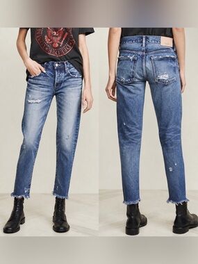 Moussy Kelley Distressed Women’s Cropped Ankle Jeans in Blue Size 27